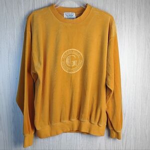 VTG 90s Velour Guess Classic Crewneck Sweater M Georges Marciano Embroidered